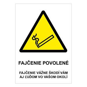 Výstraha-fajčenie povolené,plast 1mm,148x210mm