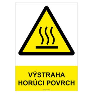 Výstraha! Horúci povrch - bezpečnostná tabuľka, plast 2 mm - A4