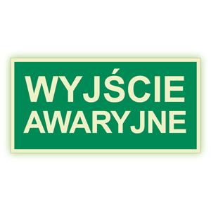 Wyjście awaryjne - fotoluminescencyjny znak, naklejka 200X100 mm