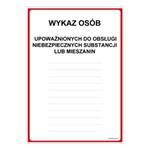 WYKAZ OSÓB UPOWAŻNIONYCH DO OBSŁUGI… LUB MIESZANIN, naklejka 210x297 mm