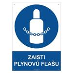 Zaisti plynovú fľašu - bezpečnostná tabuľka s dierkami, plast 2 mm - A4