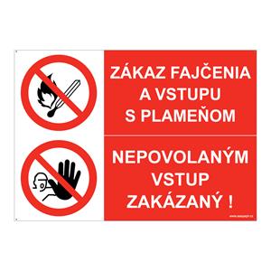 Zákaz fajčenia-Nepovolaným vstup zakázaný, kombinácia, plast 2mm s dierkami-210x148mm