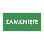 ZAMKNIĘTE, zielony - płyta PVC 2 mm z dziurkami 190x90 mm