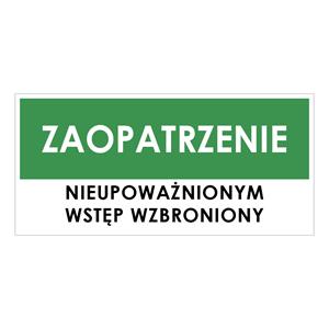 ZAOPATRZENIE, zielony - płyta PVC 1 mm 190x90 mm