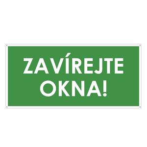 ZAVÍREJTE OKNA!, zelená, plast s dírami 2 mm 190x90 mm