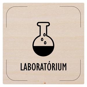 Znak drzwi - Laboratorium - piktogram, płyta drewniana, 80 x 80 mm