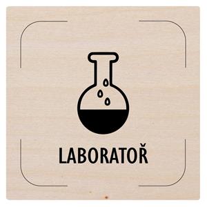 Znak drzwi - Laboratorium - piktogram, płyta drewniana, 80 x 80 mm