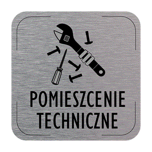 Znak drzwi - Pomieszczenie techniczne - piktogram, płyta aluminiowa, 80 x 80 mm