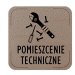 Znak drzwi - Pomieszczenie techniczne - piktogram, płyta drewniana, 80 x 80 mm